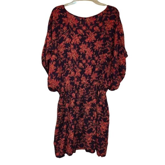Lands' End Women's Purple/Navy/Red Modal Floral V-Neck Drawstring Swim Cover Up - Picture 10 of 15